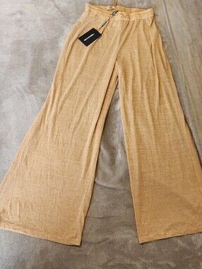 PrettyLittleThing Sheer Chiffon Wide‑Leg Beach Trousers – Medium NWT